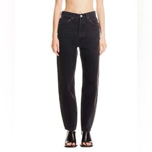 Re/Done Black High Rise Pixie Jeans Straight Barrel Leg